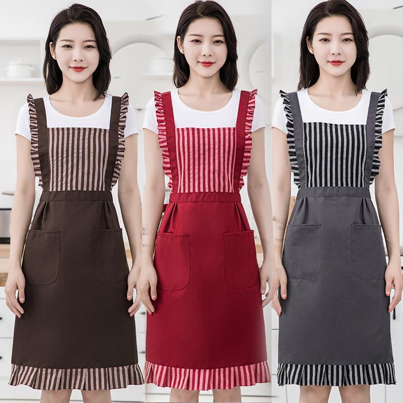 时尚洋气围裙厨房家用耐脏防油做饭背带裙子可爱罩衣女干活工作服