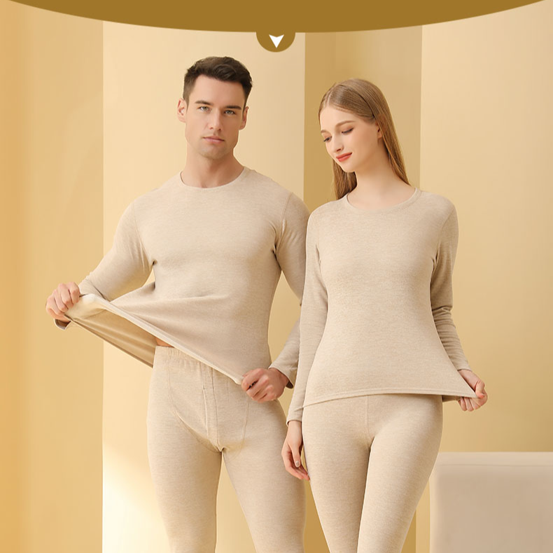 莫火秋冬男女保暖内衣加羊毛蚕丝秋衣秋裤炫彩情侣套装mh3609