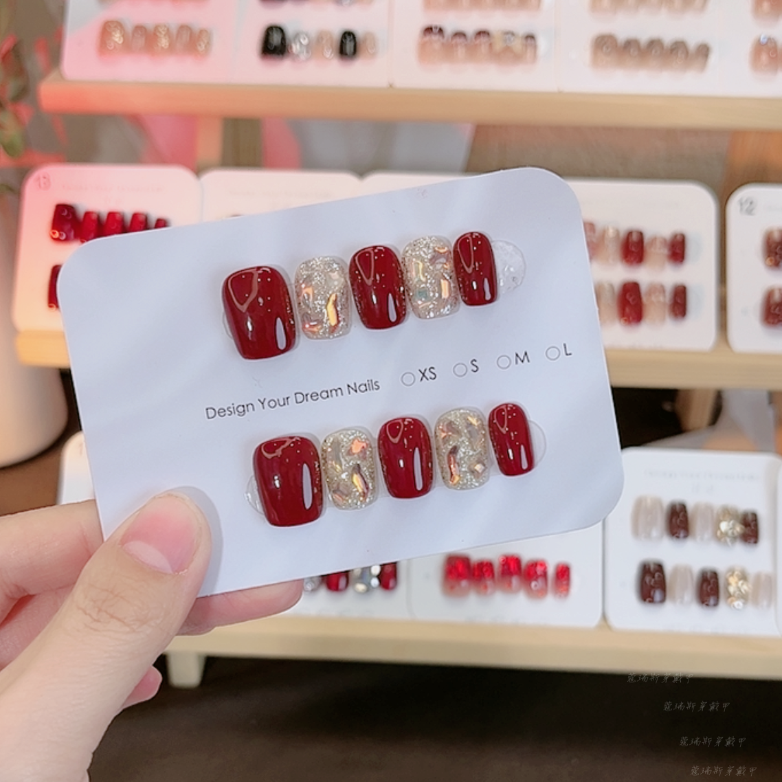 【新年款】短款全尺码气质车厘子红美拉德穿戴甲B168+果冻胶工具包