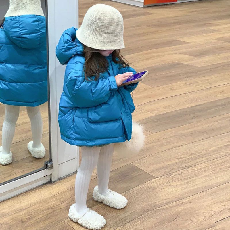 女童加厚保暖棉服韩国童装冬装儿童韩系宽松连帽棉衣洋气时髦外套