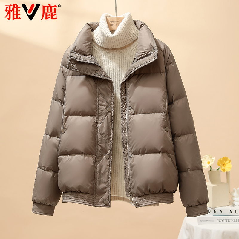雅鹿新款羽绒服女短款宽松立领冬季韩版百搭轻薄小个子保暖外套