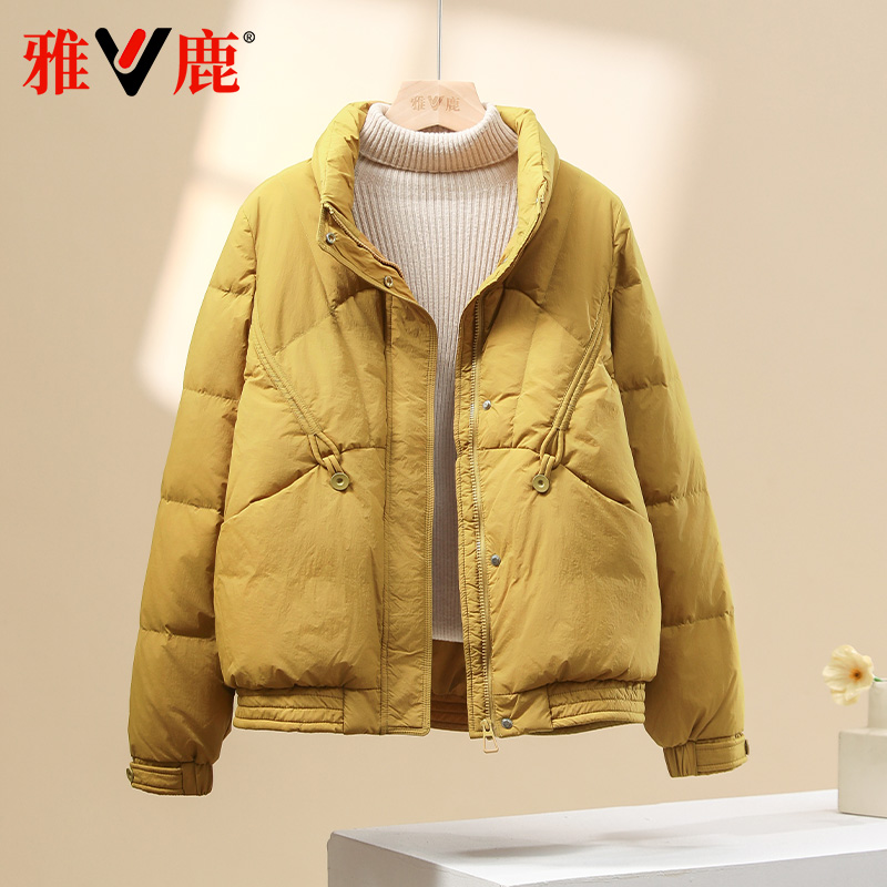 雅鹿2025秋冬新款短款羽绒服女休闲时尚宽松中老年妈妈装加厚外套