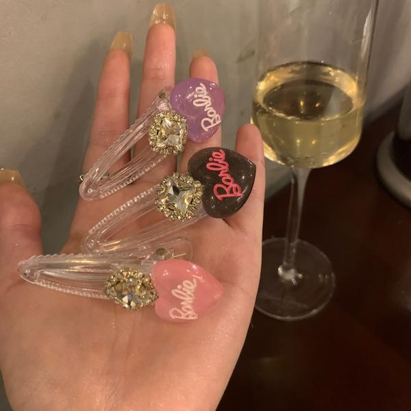 芭比水钻发夹甜酷少女刘海夹发卡边夹额前碎发夹子