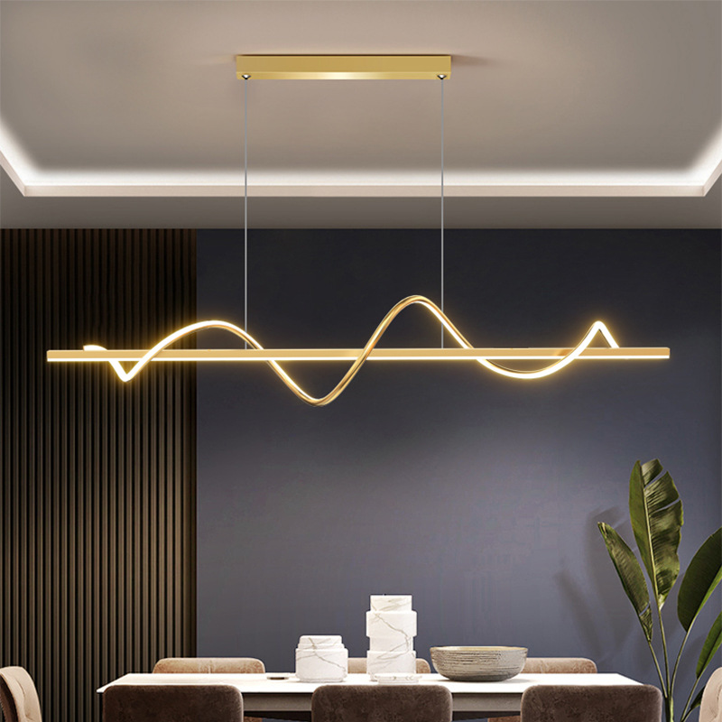 简约极简餐厅螺旋吊灯大气现代轻奢北吧台灯高档长条灯餐桌灯饰