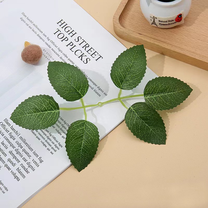 仿真布花叶布花托 玫瑰花叶花托 6叶布叶子DIY手工材料