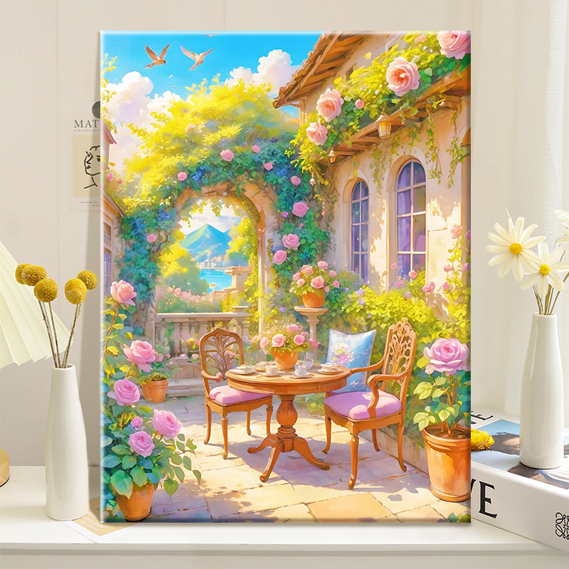 秘密花园|diy数字油画丙烯填充手绘手工插画治愈系减压油彩涂色画