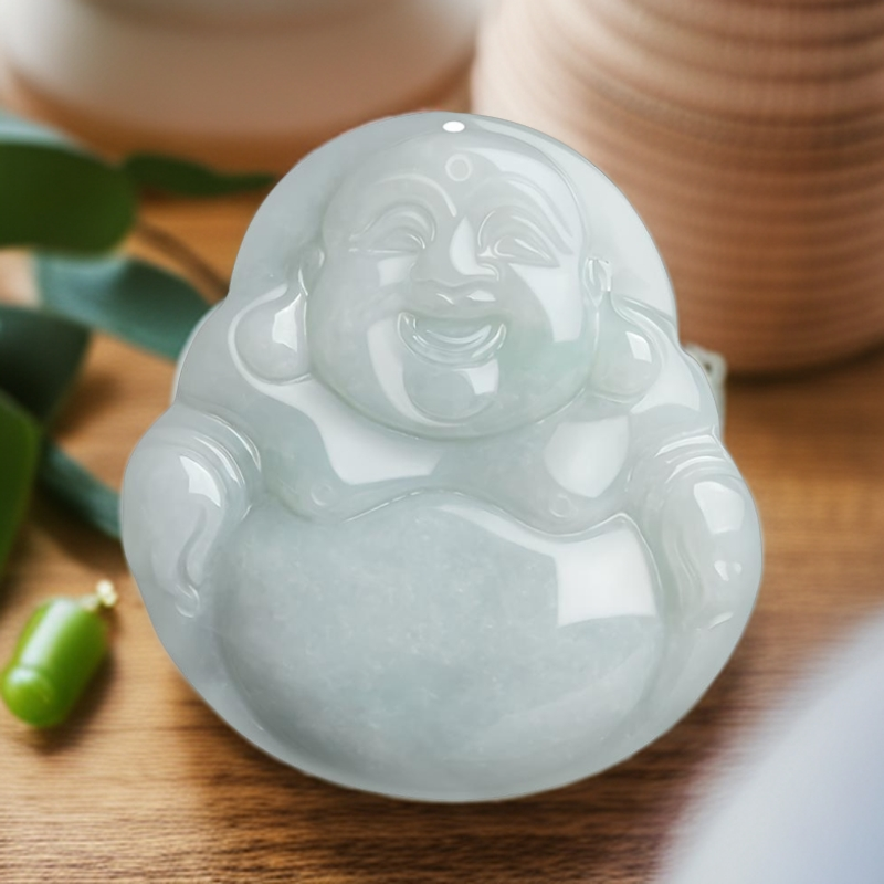 纯天然翡翠A货弥勒佛公吊坠正品翡翠笑脸大肚佛公挂件时尚精品款