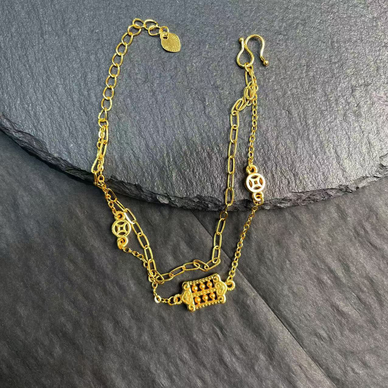 手链 YG黄色双层算盘ab手链多样性发一件0076