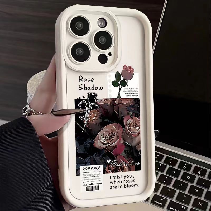 暗夜玫瑰新款手机壳14promax潮iphone13pro网红12高级11磨砂