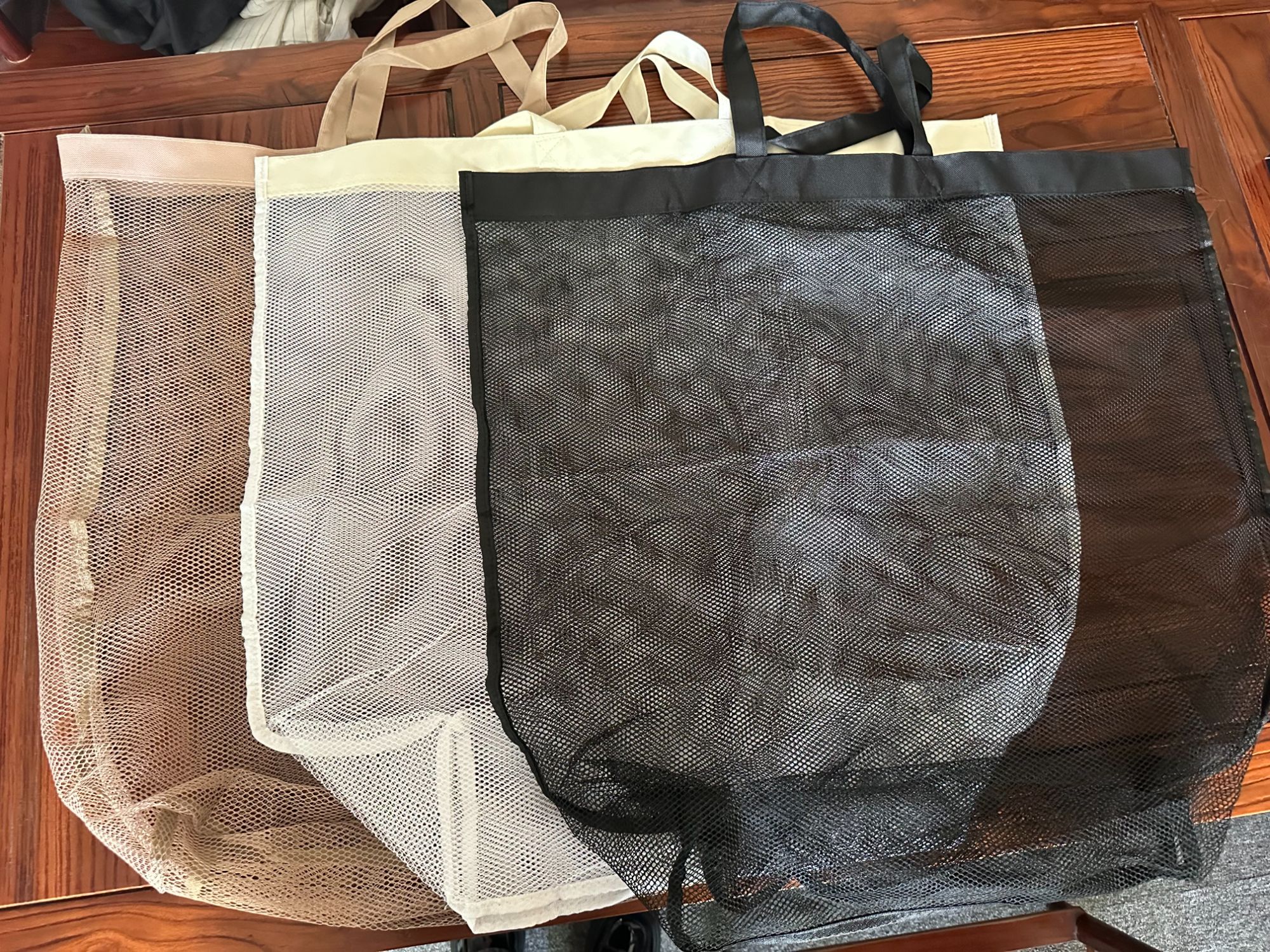 （3只装）透明网纱大容量挎包时尚购物袋颜色随机