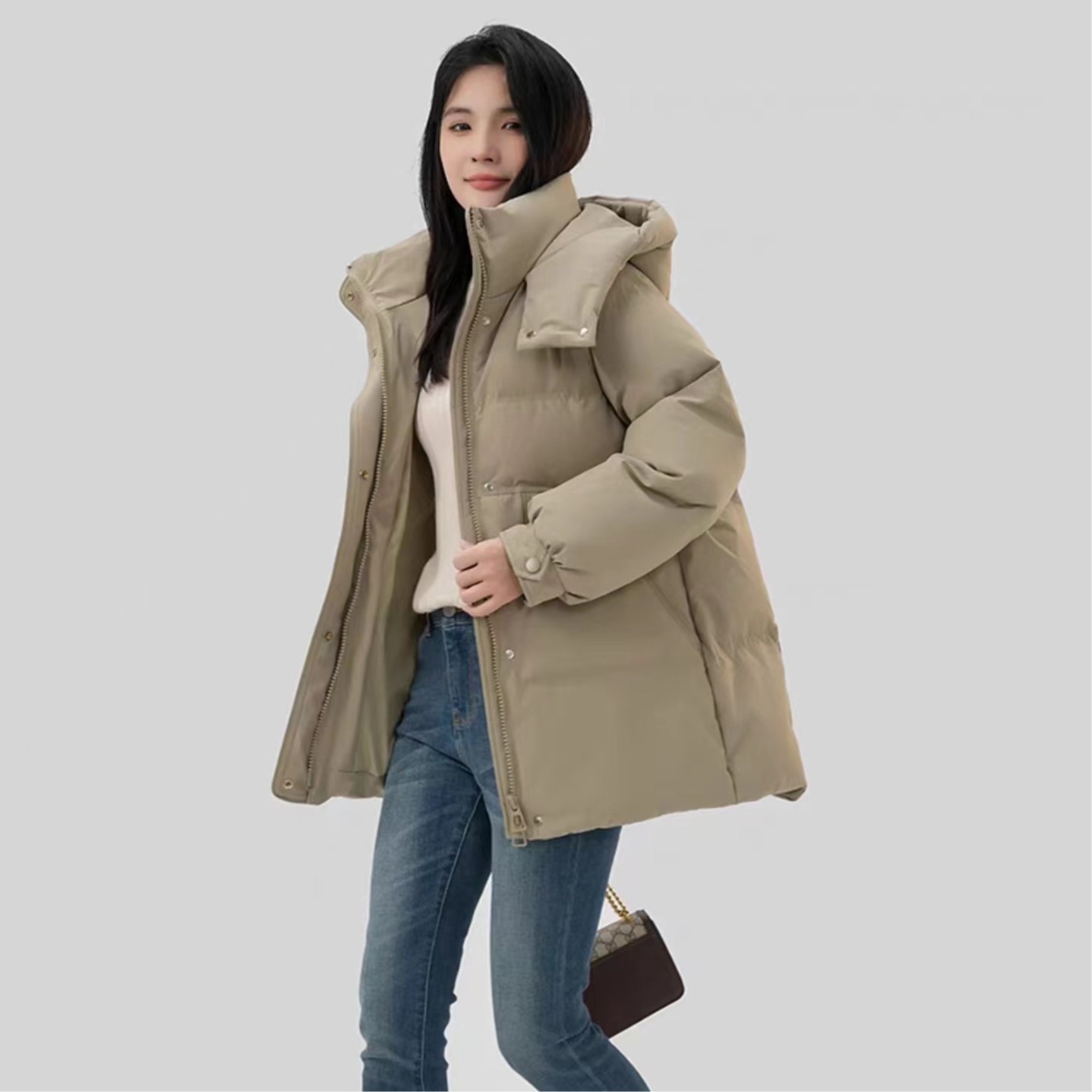 （芳芳专属）白鸭绒羽绒服女士2023秋冬季新款加厚连帽外套休闲韩版
