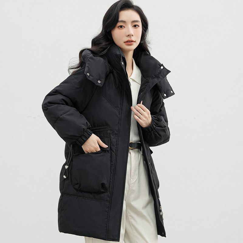 波司澄冬季可拆卸帽大码宽松羽绒棉服女中长款韩版休闲胖棉