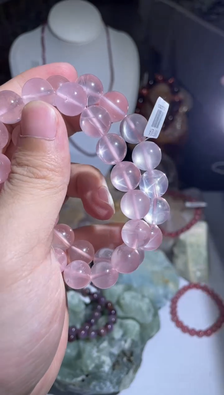 【闪购商品】水晶手链未镶嵌D14号卡12星光粉水晶单圈