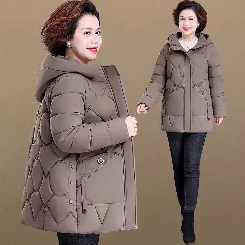 雅鹿2023新款妈妈冬装羽绒羽绒服中长款加厚棉袄外套中老年女装秋