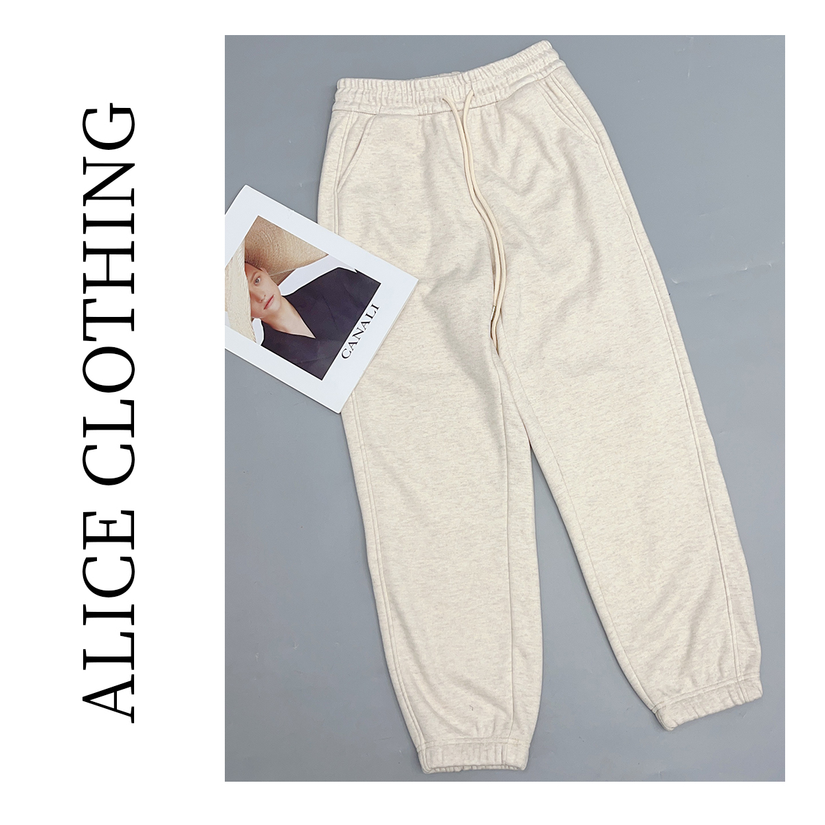 6【ALICE “慵懒午后”卫裤九分裤】弹力松紧 柔软亲肤 S1032629G
