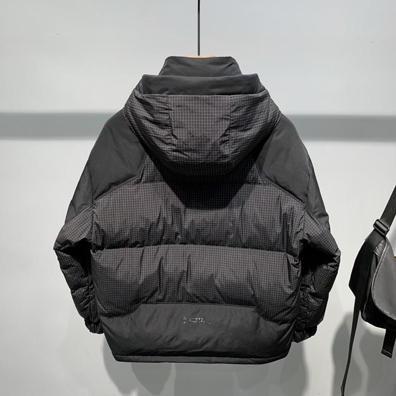 潮牌韩版羽绒服男士2023冬季保暖白鸭绒羽绒外套青年百搭拼接连帽