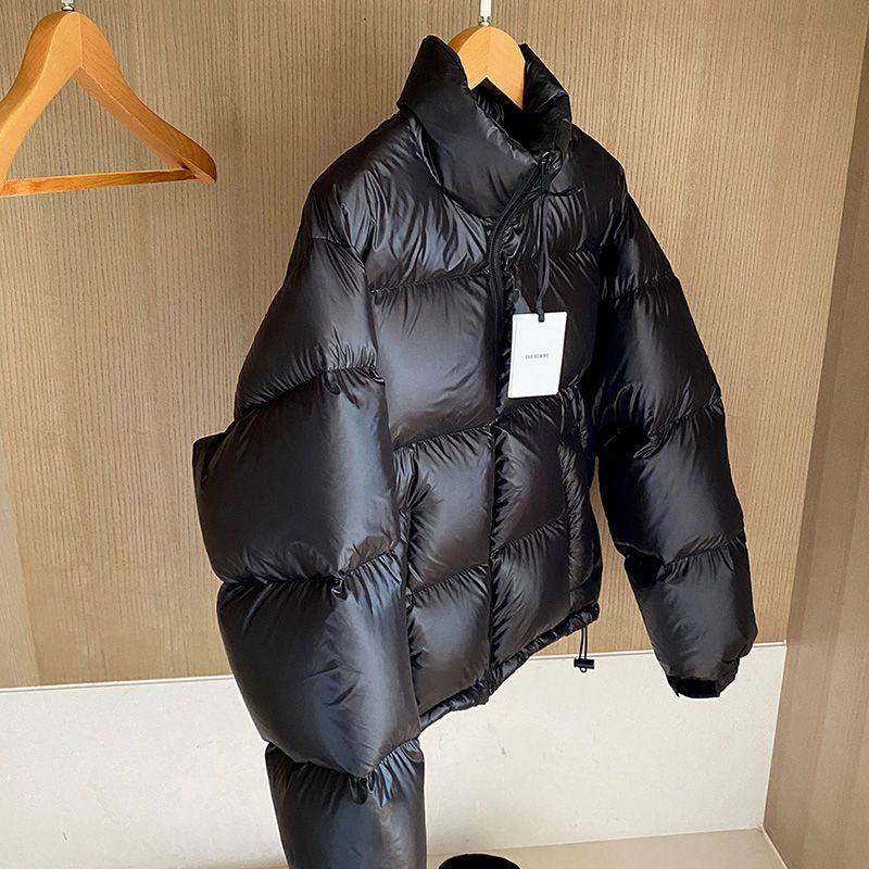 羽绒服男士短款立领亮面加厚宽松白鸭绒面包服冬季情侣羽绒服外套
