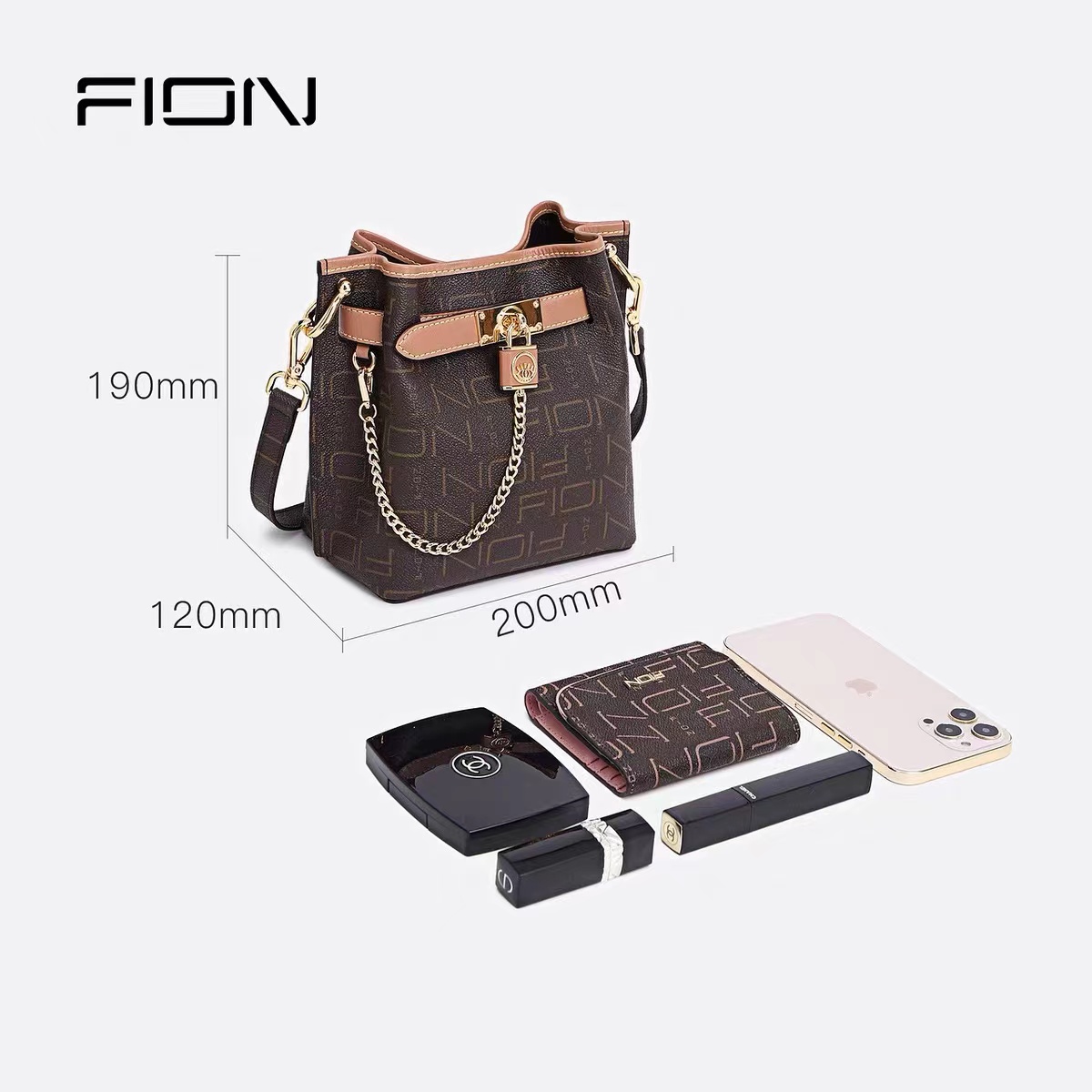 Fion/菲安妮水桶包 2024新款轻奢～ 通勤女包小众设计复古斜挎包