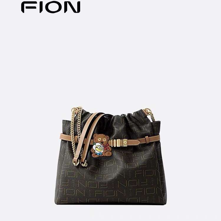 Fion/菲安妮音符水桶包女士垃圾袋 斜挎包包大容量腋下单肩包