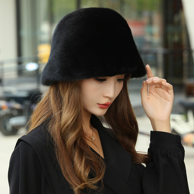 【小扬哥甄选】貂皮帽子女2023新款冬季渔夫帽貂毛时尚中老年貂绒