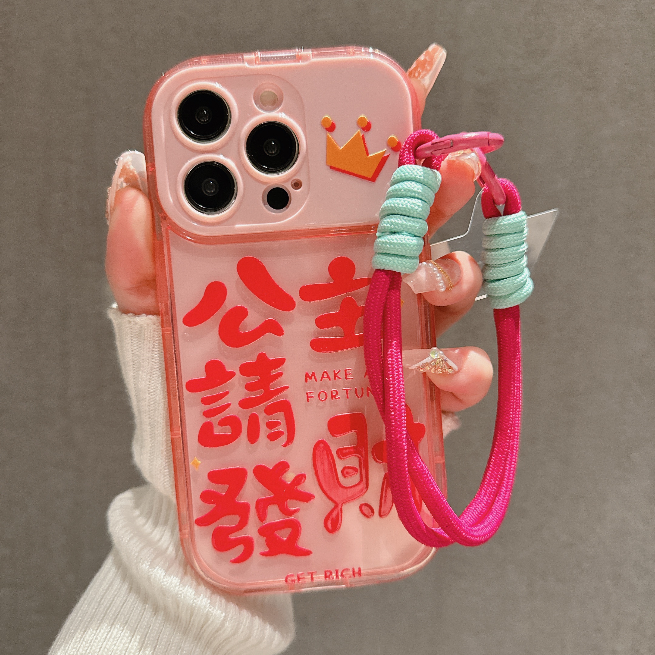 公主请发财化妆镜支架苹果15手机壳华为mate60透明oppo全包vivo