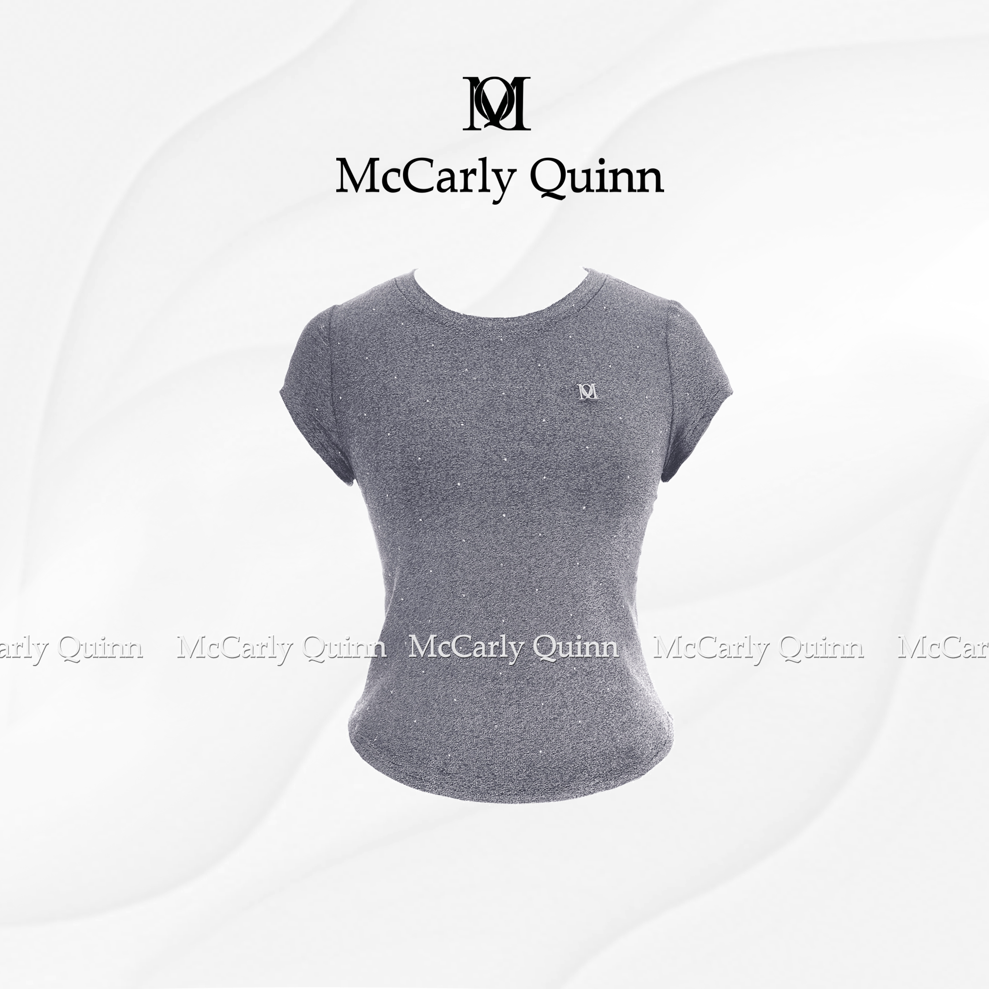 MQ24AW早秋细闪银河灰轻奢修身显瘦款T恤