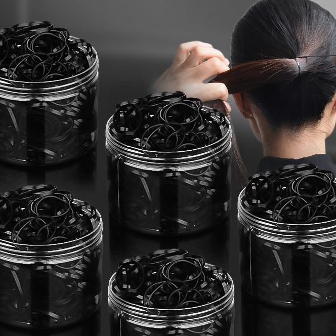 小皮筋纯黑发饰高弹小香风加厚头绳细款细小超细居家日用套装