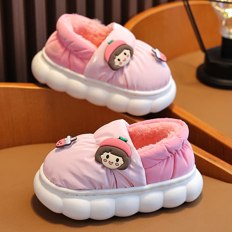 【十辈】棉拖鞋女孩冬季2023新款女童男童宝宝防水雨伞布冬天保暖