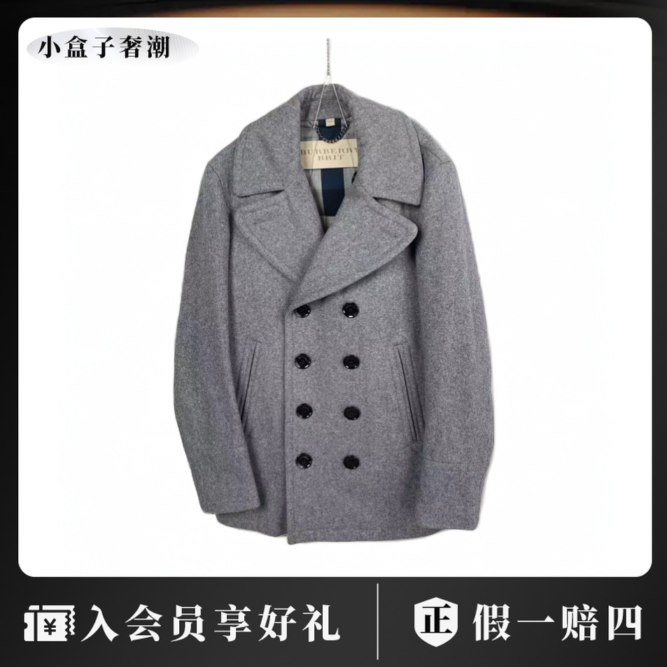 全新未使用 BURBERRY/博柏利  一五零八一羊毛 灰色羊毛大衣 m码