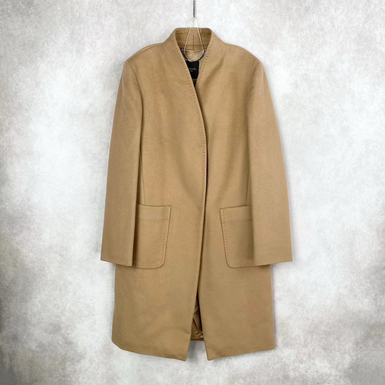 95新 MaxMara 一五一一五 羊毛 卡其色开衫大衣 36码  95新 
