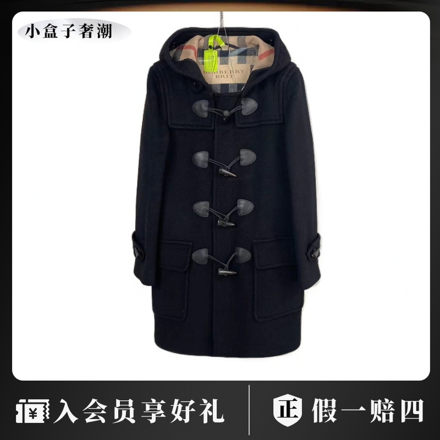 BURBERRY/博柏利20438  黑色羊角扣羊毛大衣 40码