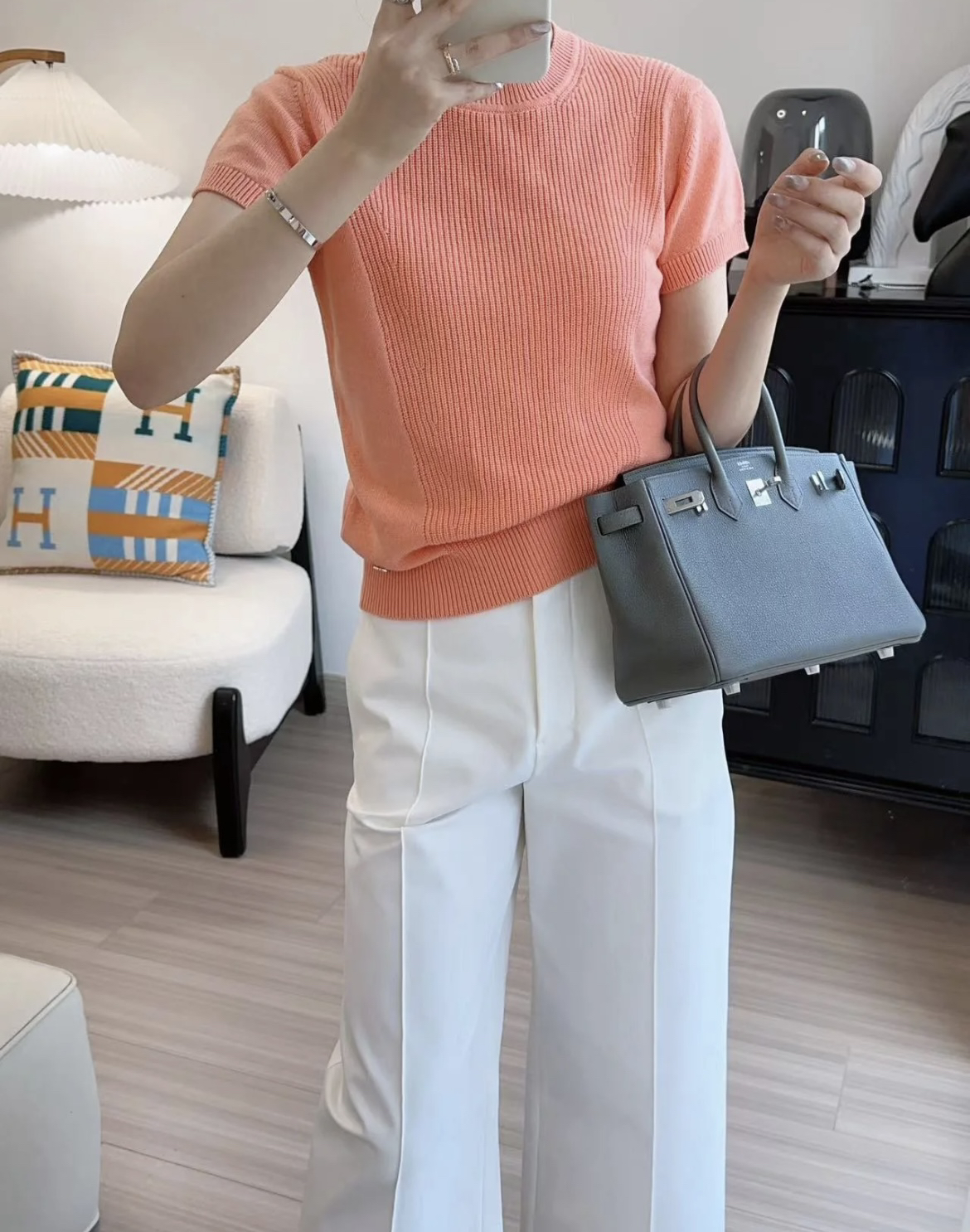 全新未使用 Hermes/爱马仕  aa0341 套头针织短袖 36码 