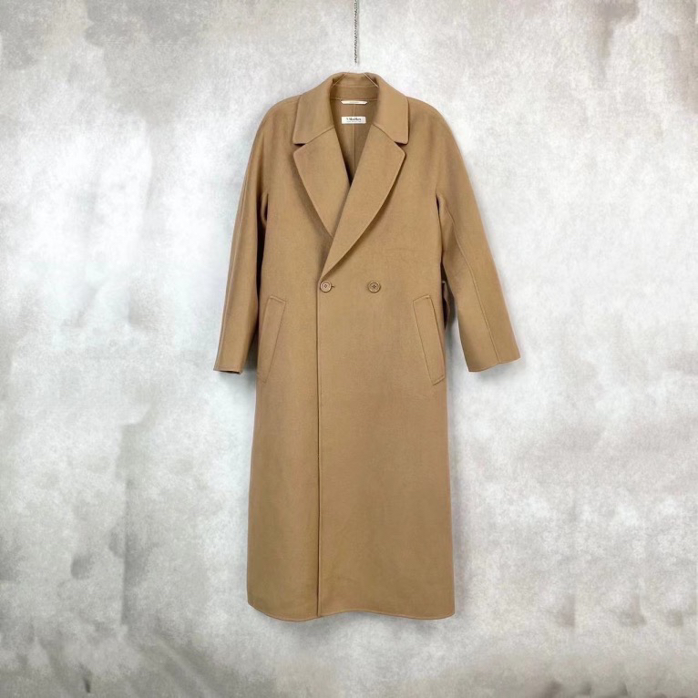 全新未使用 MaxMara   批量 羊毛 卡其色水波纹羊毛大衣 34/36/38