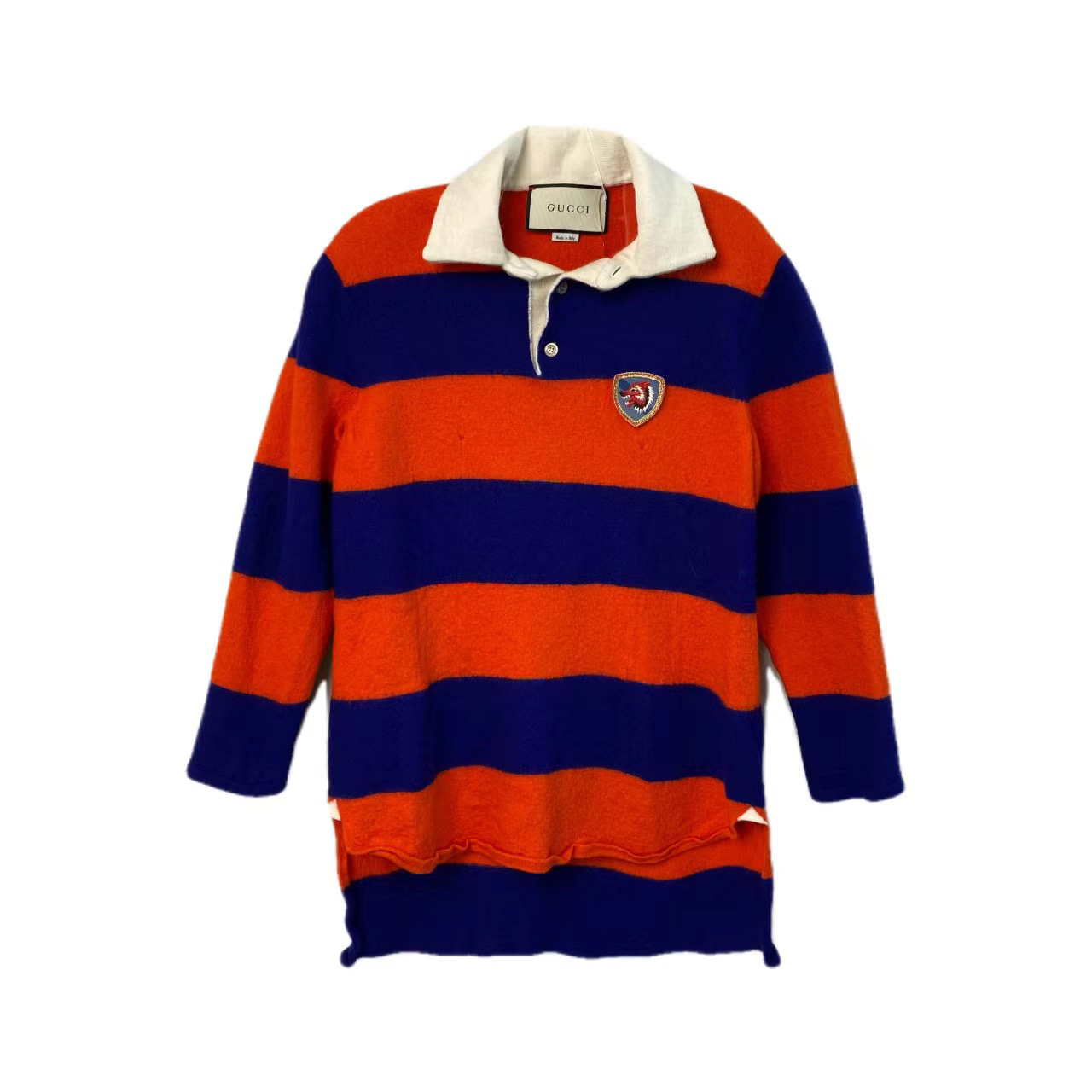 95新 GUCCI/古驰 一零九七三 羊毛 条纹长袖polo衫 xs码  95新 