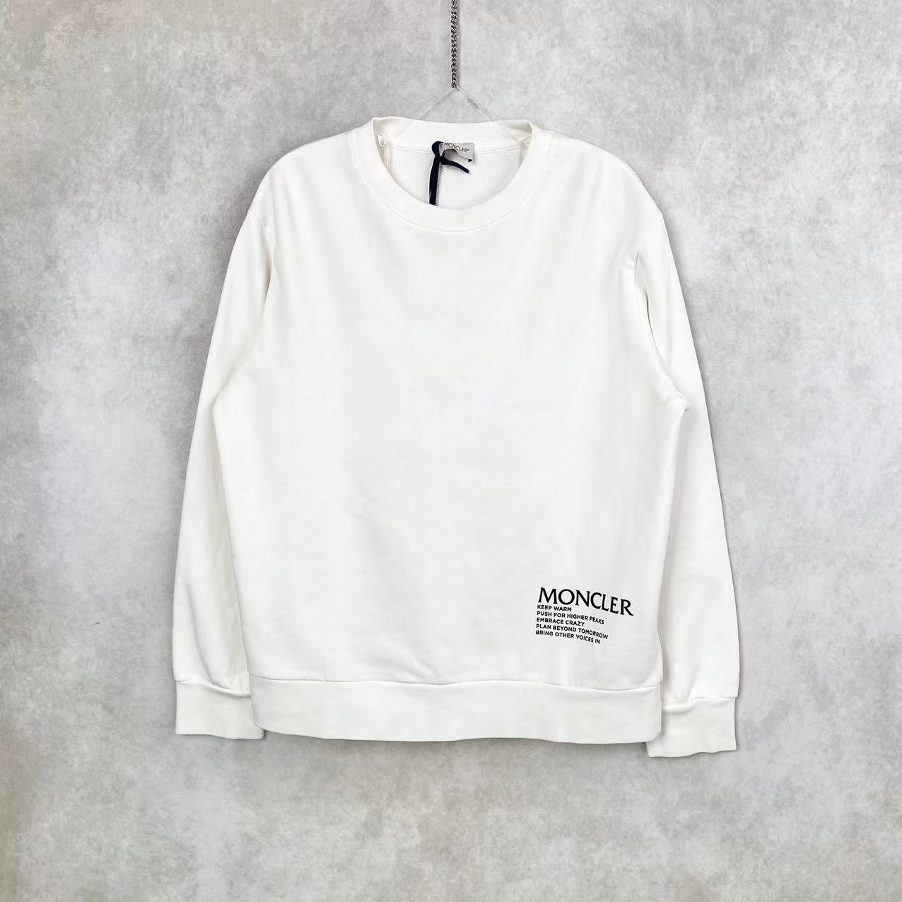未使用 MONCLER 20071  棉 白色下摆logo卫衣 M码 
