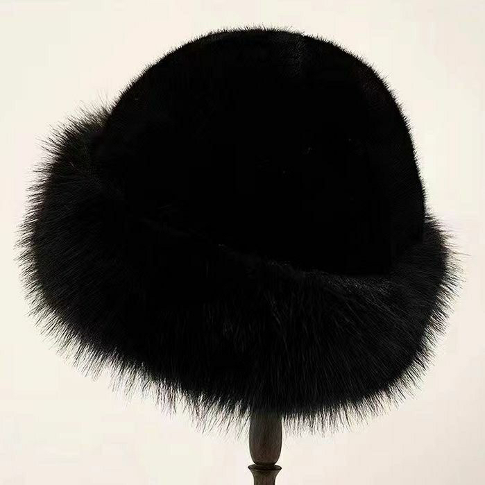 秋冬季新款狐狸毛圆顶帽子时尚保暖抗风