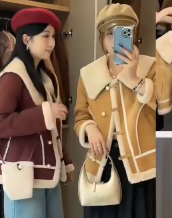 英姐优选新款娃娃领毛毛外套885款，衣长60，打开包装会有浮毛