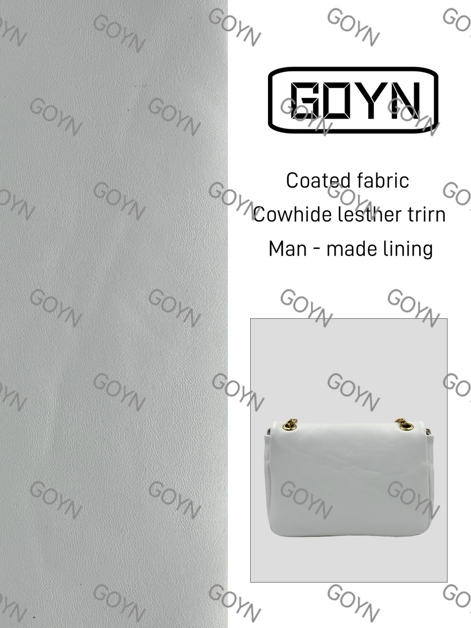 GOYN手工真皮女包阳链条信封白色0168