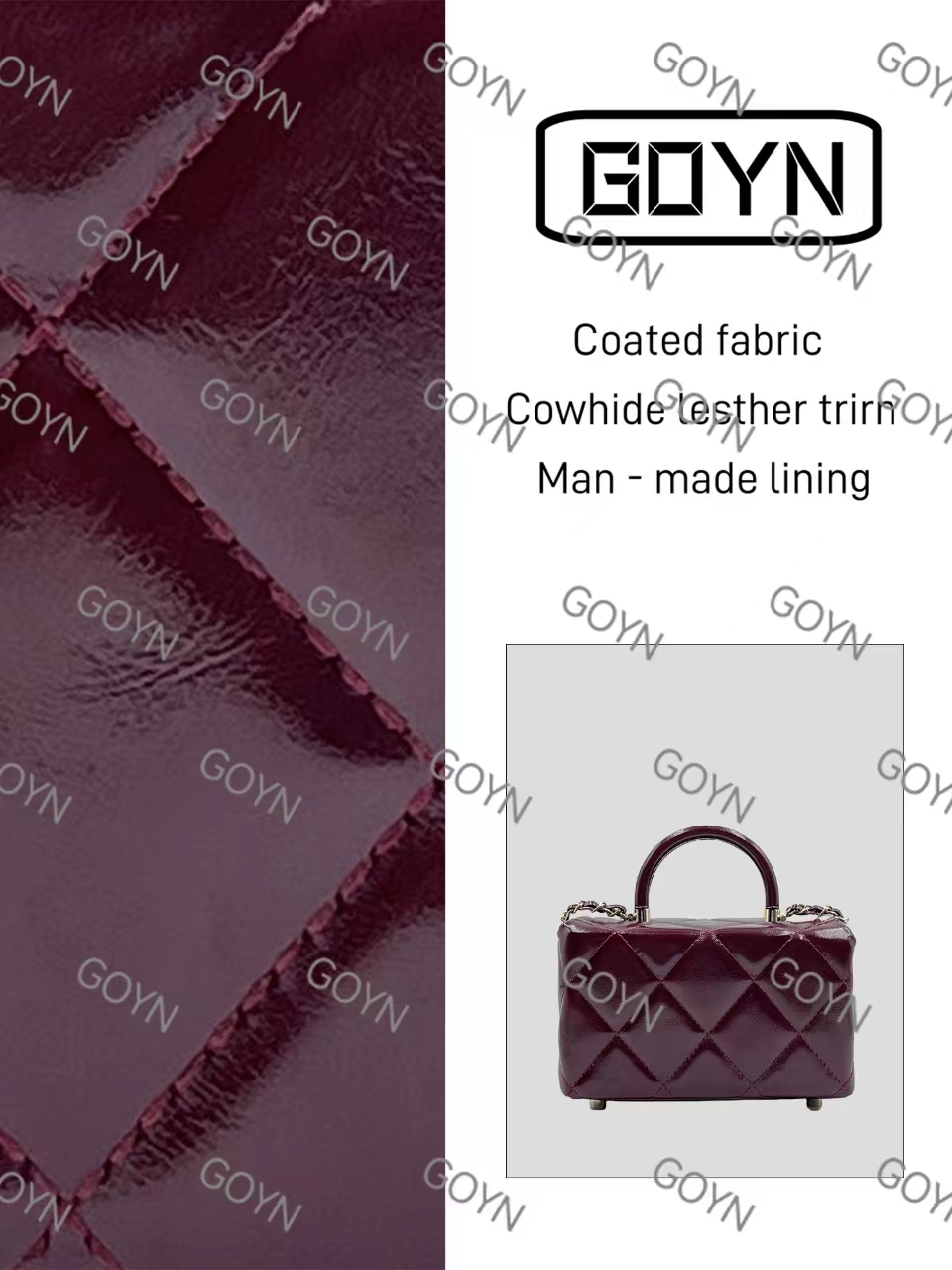 GOYN手工真皮女包想 亮方盒镜子 0340 安哥拉红色  19.5cm   高级