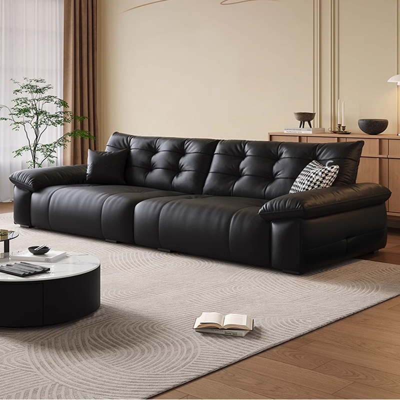真皮沙发简约现代客厅小户型组合轻奢意大利别墅直排皮艺沙发