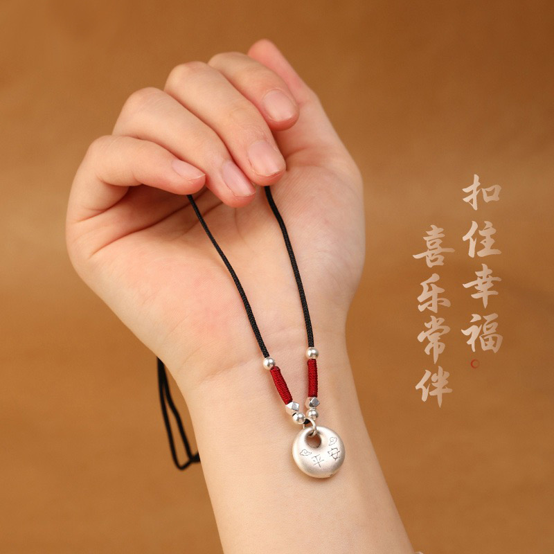 吊坠足银 凤祥999纯银实心胖福平安扣项链国风生日七夕情人节礼物