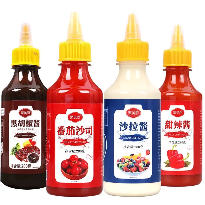 番茄酱沙拉酱手抓饼酱料甜辣酱黑胡椒酱组合瓶装番茄沙司家用