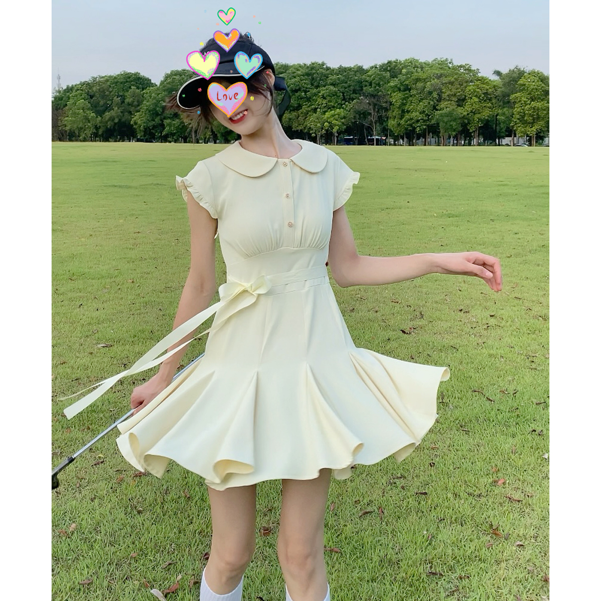 高尔夫连衣裙开花裙女士气质运动网红夏季GOLF服装法式洋气连衣裙