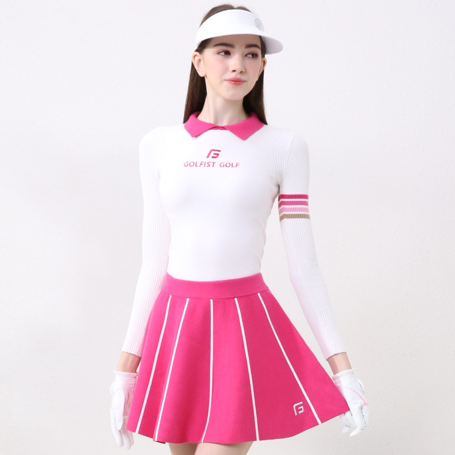 高尔夫服装女秋冬季薄针织套装舒适亲肤显瘦修身GOLF女款上衣半裙