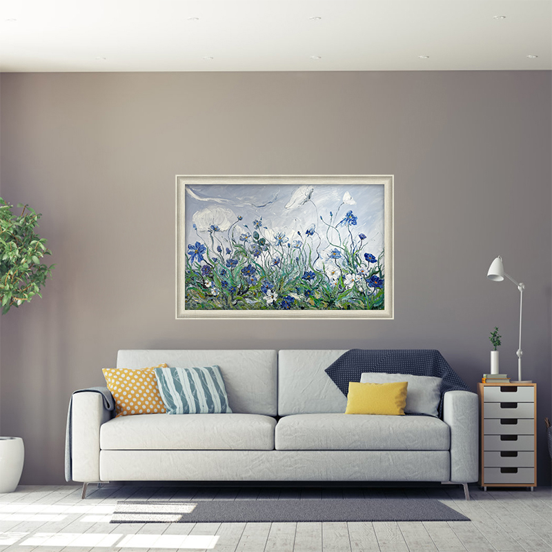 02画影手绘鸢尾花轻奢简约客厅家装油画