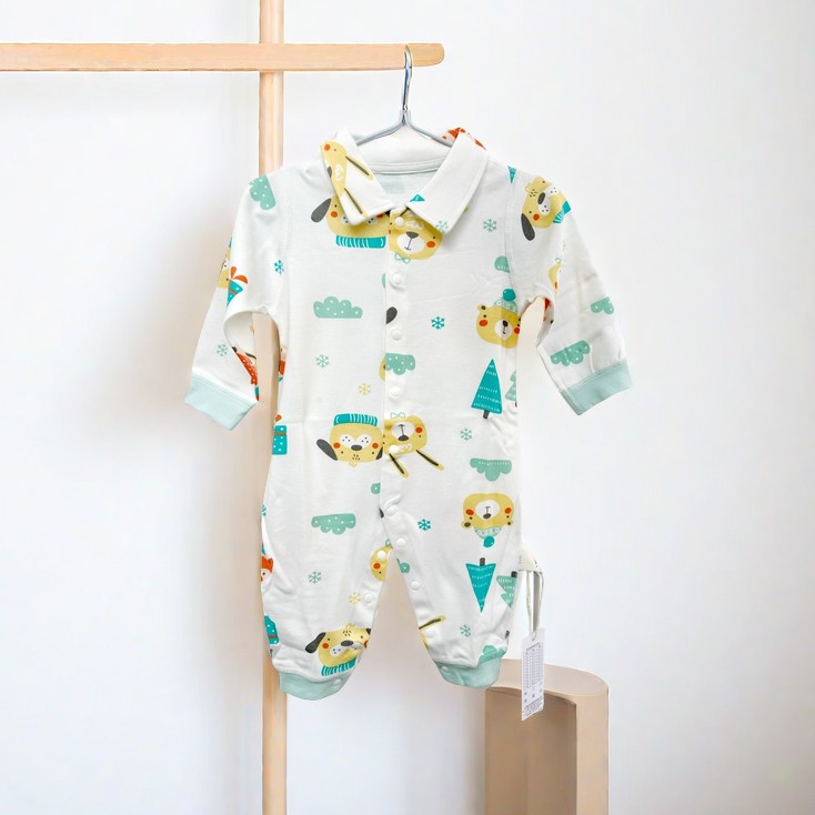 泡泡雪春夏幼儿长袖卡通男童女童连体衣加厚儿童对开内搭宝宝哈衣