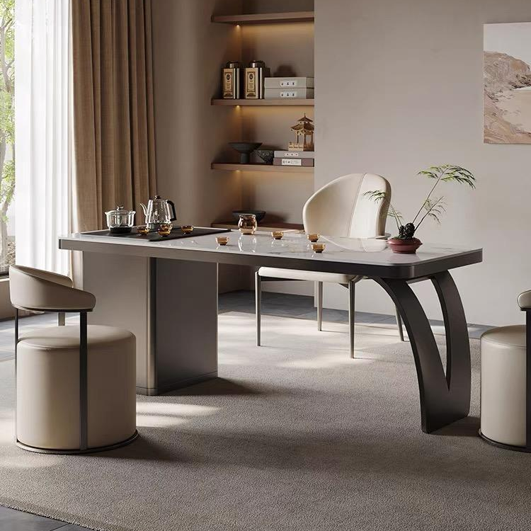 家用茶桌椅方形茶台意式简约现代茶桌办公室方形书房阳台办公泡茶