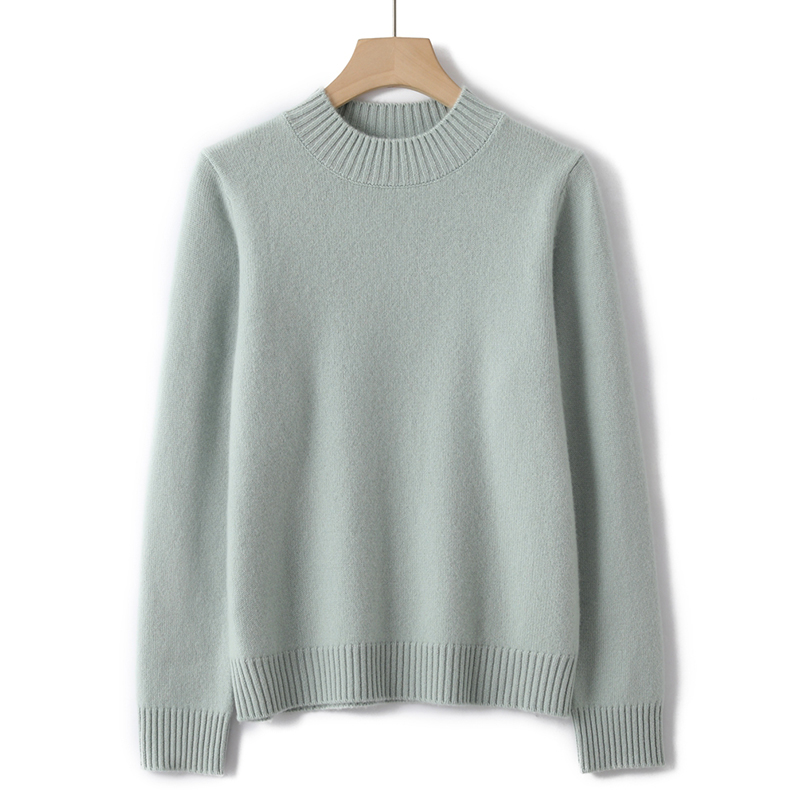 7针双股重磅加厚半高领平面羊绒打底衫