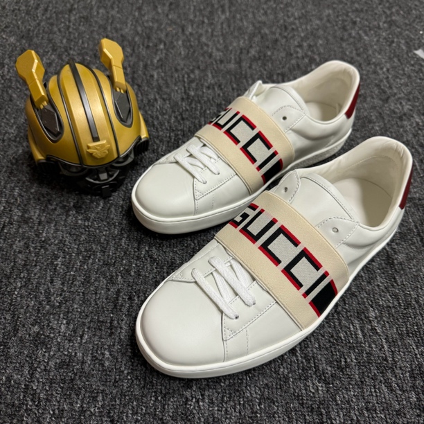 未使用 GUCCI/古驰 /41.5码/ACE/白色绑带logo板鞋/公价5500/