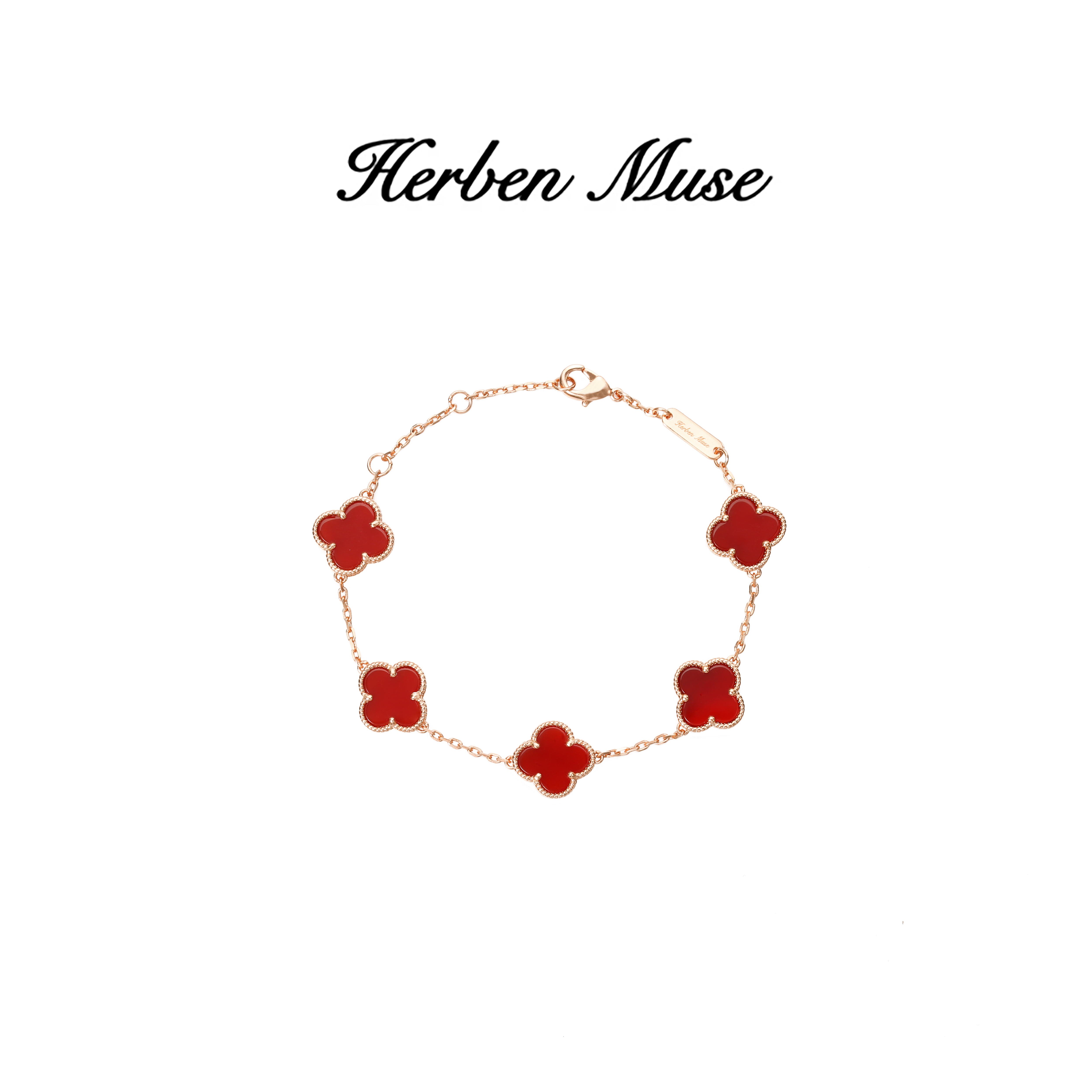 HERBEN MUSE 合金珐琅手链 四叶草五花经典手链百搭轻奢气质